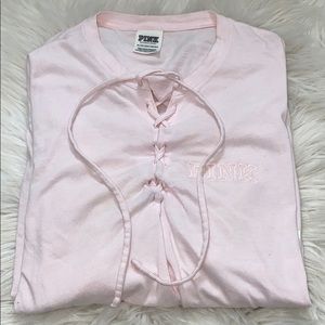 PINK lace up long sleeve